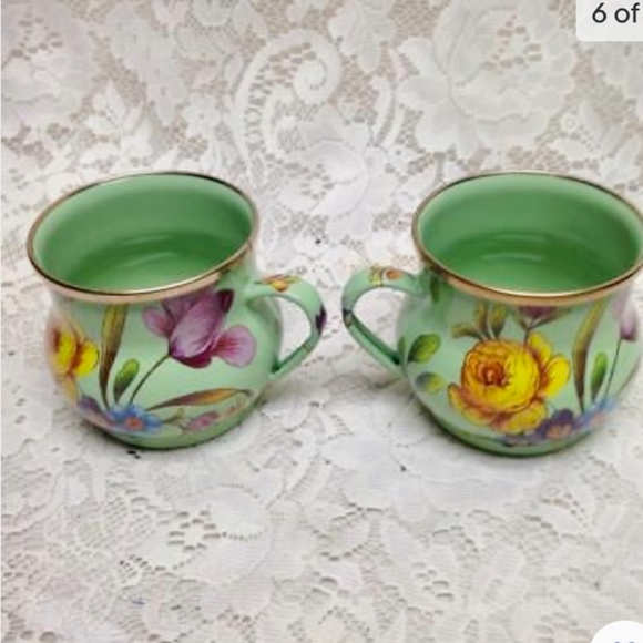 Vintage, MacKenzie Childs Green Enamelware 4pcTea -Luncheon Set - Picture 5 of 7